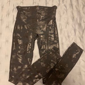 Spanx Faux Leather Camo Leggings Matte Black